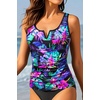image:imageWomens VWire Tankini Swim Tops  Tummy Control Ruched Swimsuit Bathing Suit Top Only Slimming Swimwear No BottomBlue and Pink Floral