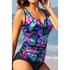 image:imageWomens VWire Tankini Swim Tops  Tummy Control Ruched Swimsuit Bathing Suit Top Only Slimming Swimwear No BottomBlue and Pink Floral