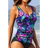 image:imageWomens VWire Tankini Swim Tops  Tummy Control Ruched Swimsuit Bathing Suit Top Only Slimming Swimwear No BottomBlue and Pink Floral