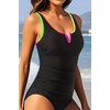 image:imageWomens VWire Tankini Swim Tops  Tummy Control Ruched Swimsuit Bathing Suit Top Only Slimming Swimwear No BottomColorful Black