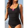 image:imageWomens VWire Tankini Swim Tops  Tummy Control Ruched Swimsuit Bathing Suit Top Only Slimming Swimwear No BottomColorful Black