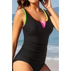 image:imageWomens VWire Tankini Swim Tops  Tummy Control Ruched Swimsuit Bathing Suit Top Only Slimming Swimwear No BottomColorful Black