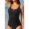 image:imageWomens VWire Tankini Swim Tops  Tummy Control Ruched Swimsuit Bathing Suit Top Only Slimming Swimwear No BottomColorful Black
