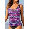 image:imageWomens VWire Tankini Swim Tops  Tummy Control Ruched Swimsuit Bathing Suit Top Only Slimming Swimwear No BottomPink Tribal