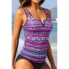 image:imageWomens VWire Tankini Swim Tops  Tummy Control Ruched Swimsuit Bathing Suit Top Only Slimming Swimwear No BottomPink Tribal