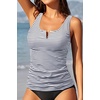 image:imageWomens VWire Tankini Swim Tops  Tummy Control Ruched Swimsuit Bathing Suit Top Only Slimming Swimwear No BottomStriped