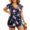image:imagePlus Size Tankini Set Swimsuit  Women Two Piece Bathing Suit with Shorts Ruffle Sleeve Swimwear 2025Floral