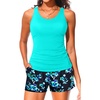 image:imageTankini Swimsuits with Shorts  Two Piece Swimsuits Tummy Control Bathing Suits with Two Side Pockets 2025Aqua and Blue Floral