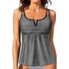 image:imageWomens Tankini Tops Only  Modest Swimsuit VWired Swim Top Swimwear Tummy Control Bathing Suit No Bottom 2025Black Striped
