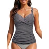 image:imageWomens Underwire Tankini Top Only  Tummy Control Bathing Suit Top No Bottom 2025Black Striped