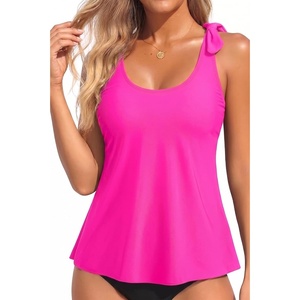 image:imageWomens Flowy Tankini Top Only Modest Swimsuit Top Tie Knot Bathing Suit No Bottom 2025Hot Pink