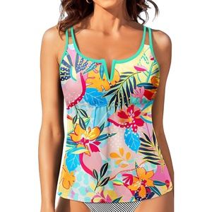 image:imageWomens Tankini Tops Only  Modest Swimsuit VWired Swim Top Swimwear Tummy Control Bathing Suit No Bottom 2025Colorful Floral