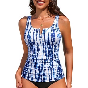 image:imageWomens VWire Tankini Swim Tops  Tummy Control Ruched Swimsuit Bathing Suit Top Only Slimming Swimwear No BottomBlue Tie Dye