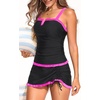 image:imageTalisea Womens Tankini Swimsuits with Skirt  Two Piece Bathing Suits VWire Tummy Control Drawstring SwimwearBlack and Pink