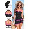 image:imageTalisea Womens Tankini Swimsuits with Skirt  Two Piece Bathing Suits VWire Tummy Control Drawstring SwimwearBlack and Pink