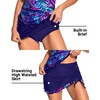 image:imageTalisea Womens Tankini Swimsuits with Skirt  Two Piece Bathing Suits VWire Tummy Control Drawstring SwimwearBlue Purple Leaves