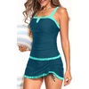 image:imageTalisea Womens Tankini Swimsuits with Skirt  Two Piece Bathing Suits VWire Tummy Control Drawstring SwimwearTeal and Green