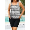 image:imageTalisea Womens Tankini with Shorts  Two Piece Swimsuit with 2 Pockets 7 Long BoyLeg Shorts Blouson Athletic Bathing SuitBlack Tribal