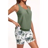 image:imageTalisea Womens Tankini with Shorts  Two Piece Swimsuit with 2 Pockets 7 Long BoyLeg Shorts Blouson Athletic Bathing SuitGreen Palm Tree