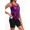 image:imageTalisea Womens Tankini with Shorts  Two Piece Swimsuit with 2 Pockets 7 Long BoyLeg Shorts Blouson Athletic Bathing SuitPurple Leaves