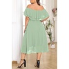 image:imageTalisea Sage Green Dress Plus Size Wedding Guest Cocktail Bridesmaid Formal Ruffle Off the Shoulder Chiffon Midi Dresses Women