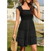 image:imageTalisea Womens Smocked Summer Dress  Ruffle Strap Square Neck Tiered Casual Flowy ALine Graduation Teen Beach SundressBlack