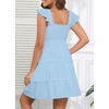 image:imageTalisea Womens Smocked Summer Dress  Ruffle Strap Square Neck Tiered Casual Flowy ALine Graduation Teen Beach SundressBlue