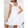 image:imageTalisea Womens Smocked Summer Dress  Ruffle Strap Square Neck Tiered Casual Flowy ALine Graduation Teen Beach SundressWhite