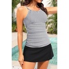 image:imageTalisea Womens Tankini Bathing Suits with Skirt Two Piece Tummy Control Swimsuits Ladies SwimwearStripe and Black 01