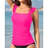 image:imageTankini Tops for Women Swimwear  Tummy Control Bathing Suit Swim Ruffle Swimsuits Top No Bottom 2025 Hot Pink