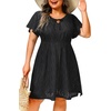 image:imageTalisea Plus Size Swimsuit Cover Up  Eyelet Casual Beach Crew Neck Short Sleeve Bathing Suit Coverup Dress for Women SummerBlack