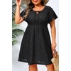 image:imageTalisea Plus Size Swimsuit Cover Up  Eyelet Casual Beach Crew Neck Short Sleeve Bathing Suit Coverup Dress for Women SummerBlack