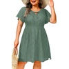 image:imageTalisea Plus Size Swimsuit Cover Up  Eyelet Casual Beach Crew Neck Short Sleeve Bathing Suit Coverup Dress for Women SummerGray Green
