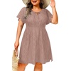 image:imageTalisea Plus Size Swimsuit Cover Up  Eyelet Casual Beach Crew Neck Short Sleeve Bathing Suit Coverup Dress for Women SummerGray Pink