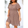 image:imageTalisea Plus Size Swimsuit Cover Up  Eyelet Casual Beach Crew Neck Short Sleeve Bathing Suit Coverup Dress for Women SummerGray Pink