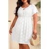 image:imageTalisea Plus Size Swimsuit Cover Up  Eyelet Casual Beach Crew Neck Short Sleeve Bathing Suit Coverup Dress for Women SummerWhite
