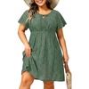 image:imageTalisea Plus Size Swimsuit Cover Up  Eyelet Casual Beach Crew Neck Short Sleeve Bathing Suit Coverup Dress for Women SummerGray Green