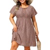 image:imageTalisea Plus Size Swimsuit Cover Up  Eyelet Casual Beach Crew Neck Short Sleeve Bathing Suit Coverup Dress for Women SummerGray Pink