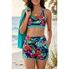 image:imageTalisea 3 Piece Tankini with Shorts  Modest Tankini Swimsuit Tummy Control Bathing Suits Athletic Swimwear with PocketsAqua Colorful Floral