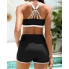 image:imageTalisea 3 Piece Tankini with Shorts  Modest Tankini Swimsuit Tummy Control Bathing Suits Athletic Swimwear with PocketsBlack
