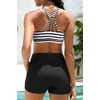 image:imageTalisea 3 Piece Tankini with Shorts  Modest Tankini Swimsuit Tummy Control Bathing Suits Athletic Swimwear with PocketsGreen and Striped