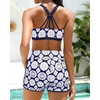 image:imageTalisea 3 Piece Tankini with Shorts  Modest Tankini Swimsuit Tummy Control Bathing Suits Athletic Swimwear with PocketsNavy Geometry