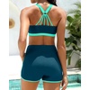 image:imageTalisea 3 Piece Tankini with Shorts  Modest Tankini Swimsuit Tummy Control Bathing Suits Athletic Swimwear with PocketsTeal and Green