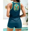 image:imageTalisea 3 Piece Tankini with Shorts  Modest Tankini Swimsuit Tummy Control Bathing Suits Athletic Swimwear with PocketsTeal and Green