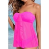 image:imageTalisea Women Bandeau Tankini Top Only Mesh Strapless Swimsuits Top Halter Flyaway Bathing Suits No BottomHot Pink
