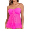image:imageTalisea Women Bandeau Tankini Top Only Mesh Strapless Swimsuits Top Halter Flyaway Bathing Suits No BottomHot Pink