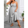 image:imageTalisea Plus Size Maxi Dress  Summer Striped Sundress Casual Spaghetti Strap Smocked Beach Vacation Flowy Long Dresses WomenBlack and White