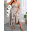 image:imageTalisea Plus Size Maxi Dress  Summer Striped Sundress Casual Spaghetti Strap Smocked Beach Vacation Flowy Long Dresses WomenBrown and White