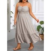 image:imageTalisea Plus Size Maxi Dress  Summer Striped Sundress Casual Spaghetti Strap Smocked Beach Vacation Flowy Long Dresses WomenBrown and White