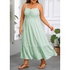 image:imageTalisea Plus Size Maxi Dress  Summer Striped Sundress Casual Spaghetti Strap Smocked Beach Vacation Flowy Long Dresses WomenGreen and White